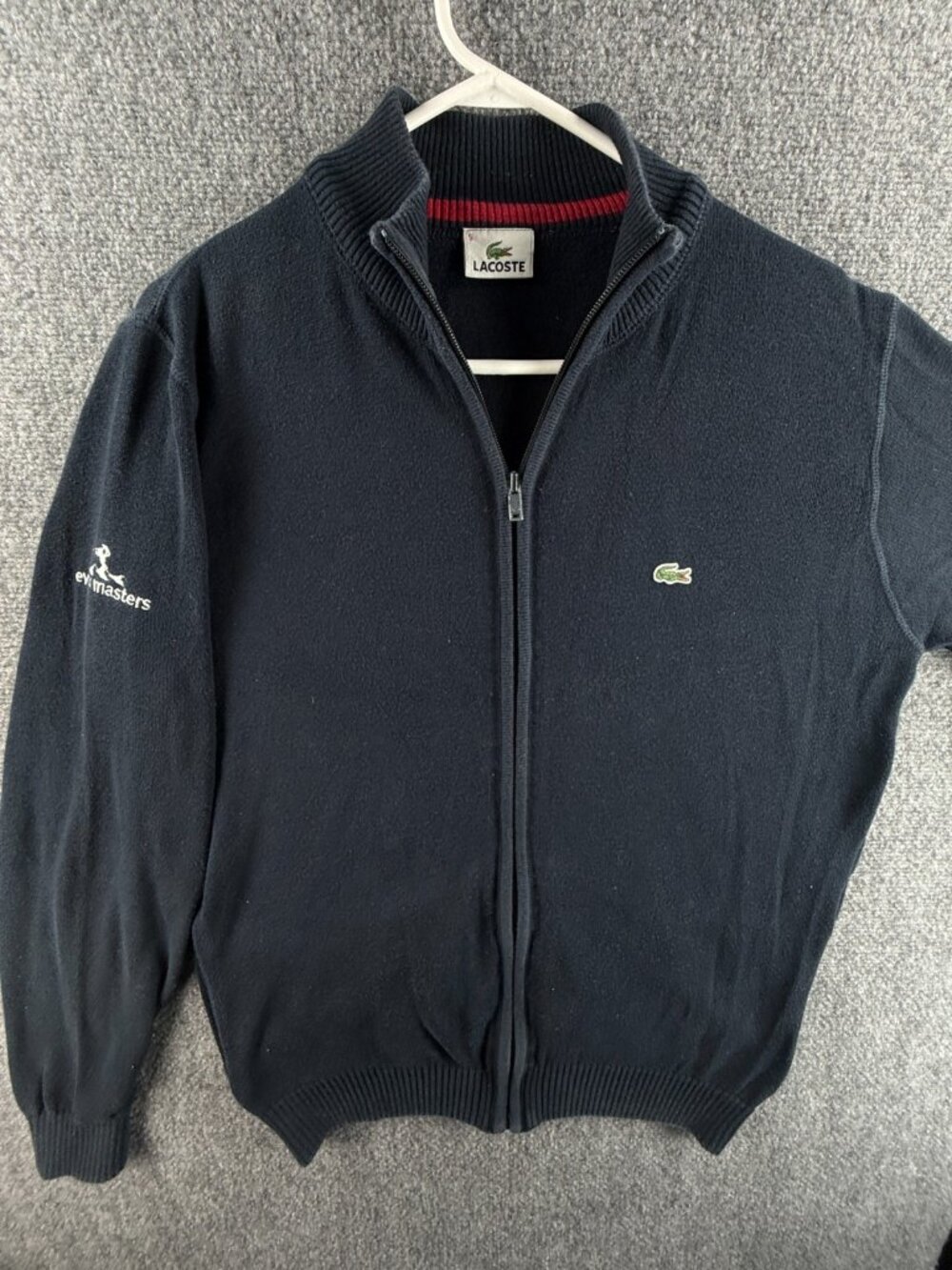 Lacoste Sweater Jacket Blue Pullover Full Zip Evian Masters Golf Knit 5 Large